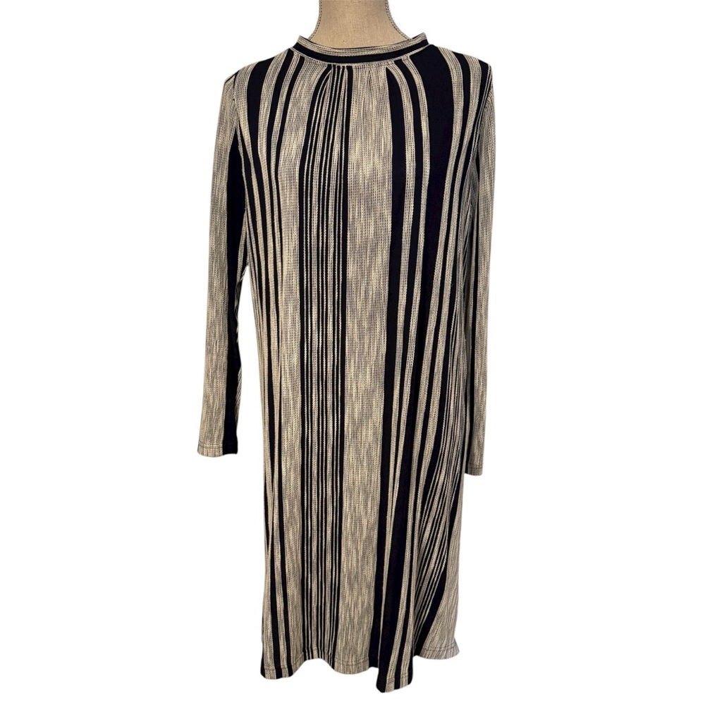 BILLY REID DRESS SHIFT LONG SLEEVE BLUE WHITE STRIPE SIZE M